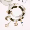 Koreański mały świeży kryształ zroszony bransoletka dla kobiet podwójna warstwa słodka dziewczyna serce gwiazda księżyca kobieta
