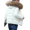 Inverno para baixo jaquetas mulheres moda casaco morno de algodão espessamento parka colar de pele jaquetas com capuz destacável boné de inverno roupas 201029
