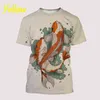 Nytt mode 3D Tryckt Koi Fisk Lucky Fish Tees Kortärmad T-shirt för män / Kvinnor Toppar Unisex Casual T-shirt G1222