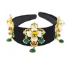 Vente chaude Nouvelle Mode Femmes Or Bandeau Bling Métal Accessoires De Cheveux Bijoux Bande De Cheveux Baroque Rétro Fleur Femmes Cristal Bandeaux