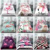 Мультфильм розовый фламинго постельное белье набор 2/3 шт. Геометрический рисунок 3D кровать Крышка одеяла наволочки для одежды для одежды для одеяло для детей Комфортабельные наборы одеяла 20111