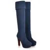 膝の上のファッション女性冬の膝の高靴女性プラットフォームブーツハイヒール長い女性シューズプラスサイズ43