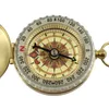 Gold Color Outdoor Gadgets Portable Compass Camping Hiking Pocket Brass Copper Luminous Compass Navigation with Noctilucence Displa