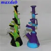 kits de bong de silicona cubilete 5 tipos pipas de agua para fumar de silicona pipas de agua filtro de pipa de agua irrompible bongs de vidrio plataforma dab