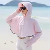 Camicia per protezione solare da spiaggia Sunbonnet in fibra UV Cappello femminile Cappelli estivi da donna coreani Protezione solare Y200714