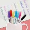 8 Colorsbox Double Line Pen Highlighter Line Outline Gift Card Writing Drawing Pen Supplies Pen School Stationery Office 201120