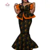 Bintarealwax Afrique Style Deux Pièces Robe Jupe Ensemble Dashiki Vêtements Élégants Volants Crop Top et Jupe Femmes Ensembles pour Mariage WY9085