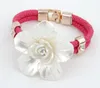 Encantos pulseiras para mulheres couro e strass flores pulseiras para mulheres mulheres femininas pulseiras pulseiras