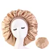 Kobiety Solidne Kolor Bonnet Beanie Night Sleep Caps Satin Soft Extra Duże głowy Headwrap Hair Care Hat Hat