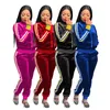 Femmes 2pcs mis Tenues polaire Vêtements veste couleur épaisse solide s-2XL hoodies Legging Survêtement Pantalon de jogging sport DHL 4080