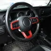 Copertura decorativa per volante in ABS rosso in fibra di cabon per Jeep Wrangler JL JT 18+ Accessori esterni per auto di alta qualità