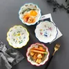 Insalata di frutta in ceramica da 5,8 pollici Posate colorate in pizzo per bambini Riso Dessert Snack Bowl Stoviglie per la casa 201214