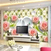 Beställnings- foto Bakgrund Rose Läder 3D väggmålning Väggpapper för vardagsrum TV Bakgrund Heminredning Papel de Parede