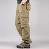 Erkek Kargo Pantolon Erkek Casual Çok Cepler Askeri Büyük Boy 44 Taktik Pantolon Erkekler Dış Giyim Ordu Düz Uzun Pantolon Slacks 201125
