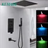 Kemaidi Black Brash Душевая головка Digital Display Mixer Tows Ванная комната для душа 3-Функции Цифровая Смесители для душа T200710