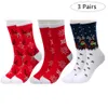 Chaussettes de noël en coton imprimé de dessin animé, drôle et chaud, pour fête du nouvel an, longues, pour hommes et femmes, mignonnes H1U6