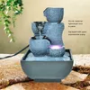 Decorative Objects & Figurines Unique Shape Desktop Fountain Running Water Home Tabletop Decoration Resin Landscape Ornament With Light