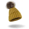 Homens Winter New Outono Mulheres Gorro cor doce quente grossa Gorros Wool Ball Caps chapéu feito malha