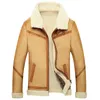 Men039sジャケット冬の暖かい羊皮の毛皮のコート豪華な革のジャケットアウトウェアフリース並んで厚い爆撃機モーターサイクルFaux2815220