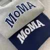 Mäns japanska avancerade MOMA Letter Paste tygfleece tröja hösten broderad bomull varm lös och kvinnors mode