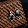 Black Angel antique bronze sapphire 925 Silver Earrings Ear Drop pattern swing hook ear jewelry direct delivery6784404