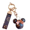 Mode pu läder djur nyckelkedja gåva mus hund design nyckelring blomma väska hängsmycke charm smycken nyckelring hållare för kvinnor män tillbehör