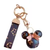 Fashion PU Leather Animal Key Chain Gift Mouse Dog Design Keychain Flower Bag Pendant Charm Jewelry Keyring Holder for Women Men A5874274