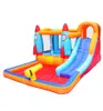 Utomhus Barn Uppblåsbara Bounce House Jumper Bouncer Mini Jump Bouncing Castle med glid och luftblåsare Mjukt vattenrör