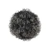 Hot Sell 100% Real Hair Gray Puff Afro Ponytail Hair Extension Clip In Remy Afro Kinky Curly Drawstring Ponytails Grå Hårstycke 120g