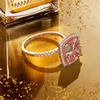 New design Jewelry 925 Sterling Silver Square ring Gemstone 10*10mm pink High carbon drill diamond ring