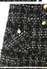 Autumn new women's o-neck short sleeve tweed woolen fabric plaid pattern a-line short dress plus size SML