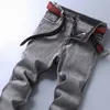 Modelos de jeans masculinos grossos finos finos de ajuste casual estilo clássico moda jeans calças pretas azuis cinza 220923