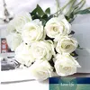 5Pcs 51cm Long Branch Flowers Bouquet Beautiful White Silk Roses Artificial Flowers Wedding Home Table Decor Arrange Fake Flower