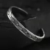 Simple High Quality Metal Leaf Ancient Tin Color Punk Viking Bracelet Men's Open Bracelet Jewelry Gift