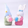 Nouvelles décorations de pâques oreilles roses Gnome lapin sans visage en peluche poupée ornements pour enfants femmes hommes décoration de la maison HH21-68