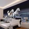Zdjęcie tapeta 3D stereo biały koni spray spray krajobraz mural salon sypialnia klasyczny wystrój domu tapeta na ściany 3D