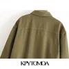 KPYTOMOA Kvinnor Fashion med fickor Croped Jacket Coat Vintage L￥ng ￤rm Justerbar Hem Female Outerwear Chic Tops 201029