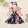 Christmas Kids Clothing Set Tie Dye Suspenders Skirts Long Sleeve Tops Headband 3pcs Sets Boutique Baby Clothing 4 Styles BT5931