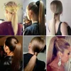 合成22インチポニーテールヘアエクステンションでクリップの周りの長いラップ耐熱合成ポニーテールフェイクヘアLS10f