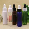 100 pcs 30ml líquido animal de estimação plástico Garrafa de gotas claras âmbar verde contentores brancos para o pacote de óleo essencial