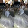 Glitter Prom Sier Sexy V-Neck Mermaid Reflective Spaghetti Straps African Long Formal Evening Gowns Graduation Party Dresses
