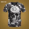 22ss PP Fashion Men's Designer slim fit tee T-shirt Summer rhinestone Short Sleeve Round Neck shirt Skulls Print Tops Streetwear collar Polos M-xxxL P883066