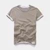Gustomerd Slub Cotton T-shirts Män Solid Slim Harajuku Spliced ​​Herr T Shirt Nya Sommar Högkvalitativa Toppar Tees Mens Kläder G1229