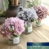 5pcs stora huvud konstgjorda blommor peony söt silke brud bukett falska blommor till hem bröllop diy dekoration vit parti leveranser