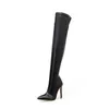 Winter Over The Knee Women Boots Stretch High Heel Slip on Shoes Pointed Toe Woman Long Boots Size 35-431
