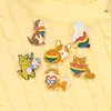 Rainbow Cute Cartoon Animals Enamel Pins Colors Popular Corgi Cat Rabbit Squirrel Brooches Gift For Friends Jewelry Women Clothes