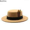 Stingy Brim Şapka Bauhinia Retro İmitasyon Yün Fedora Keçe Kadın Erkek Kış Panama En Jazz Şapka Avrupa Amerikan Zarif Yuvarlak Kap