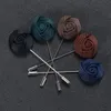 Pins, Brooches Flower Brooch Lapel Pin Fashion Designer Handmade Men Solid Rose For Suits Accessories 15Colors