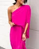 One Shoulder Summer Women Maxi Long Dresses Red Black Elegant Ladies Party Dress Plus Size Loose Woman Fashion Dress 201013