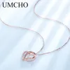 UMCHO 925 Sterling Silber Anhänger Damen Halskette Rose Gold Charme Herz Anhänger Für Frauen Geschenke Hohe Schmuck Q0531